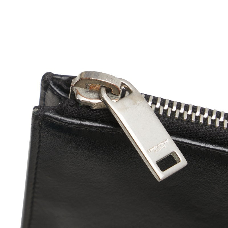 サンローラン SAINT LAURENT ロゴ プリント スタッズ iPad タブレットケース クラッチバッグ ブラック マルチカラー レザー レディース SAINT LAURENT 【中古】