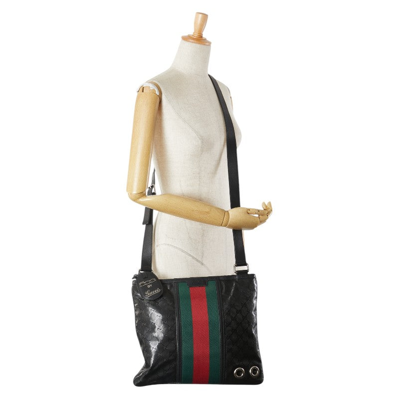 グッチ シェリーライン GGインプリメ 斜め掛け ショルダーバッグ 269379 ブラック PVC レザー レディース GUCCI 【中古】