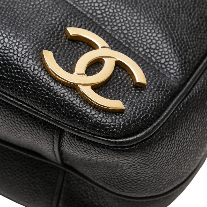 シャネル トリプルココマーク チェーン トートバッグ ブラック キャビアスキン レディース CHANEL 【中古】