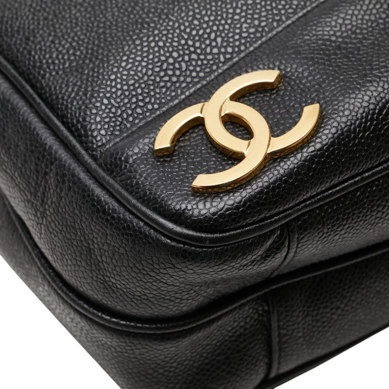 シャネル トリプルココマーク チェーン トートバッグ ブラック キャビアスキン レディース CHANEL 【中古】