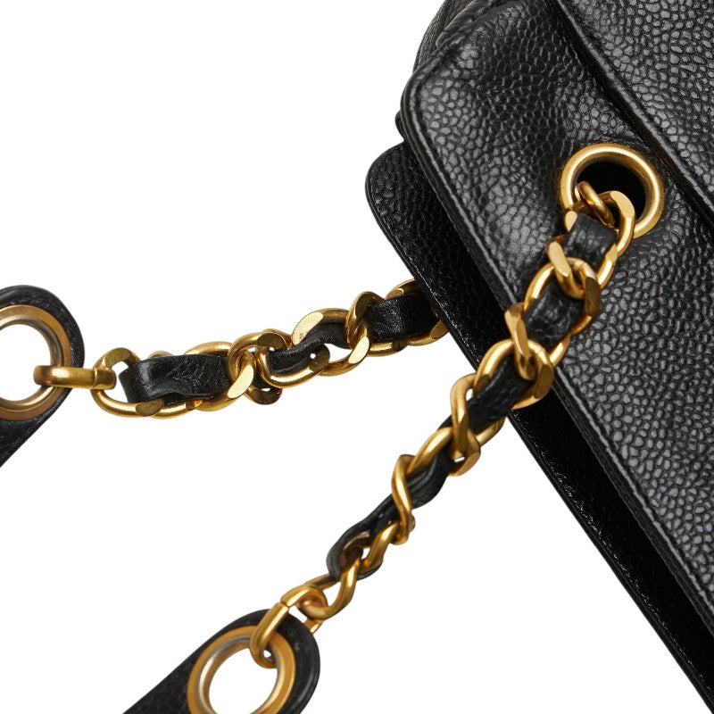 シャネル トリプルココマーク チェーン トートバッグ ブラック キャビアスキン レディース CHANEL 【中古】