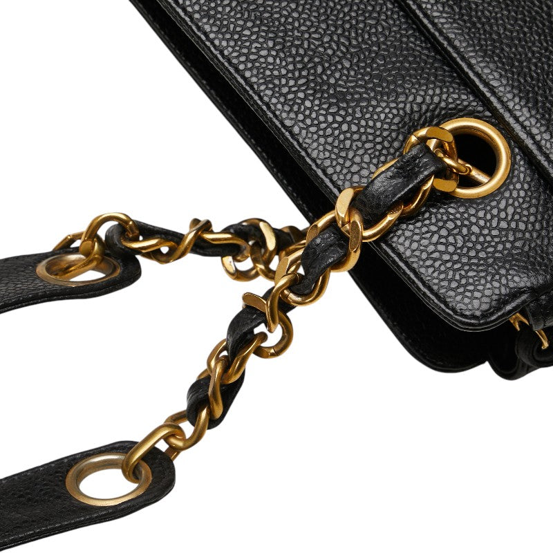 シャネル トリプルココマーク チェーン トートバッグ ブラック キャビアスキン レディース CHANEL 【中古】
