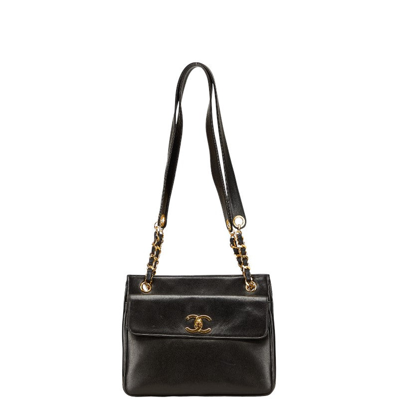 シャネル ココマーク チェーン ショルダーバッグ ブラック ラムスキン レディース CHANEL 【中古】