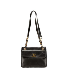 シャネル ココマーク チェーン ショルダーバッグ ブラック ラムスキン レディース CHANEL 【中古】