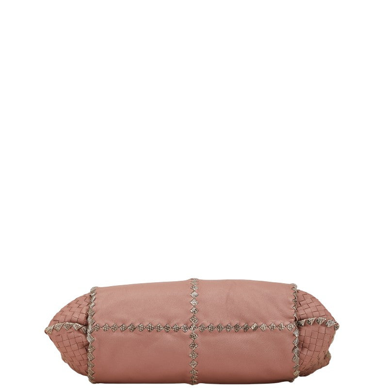 ボッテガヴェネタ イントレチャート ワンショルダーバッグ ピンク ベージュ レザー パイソン レディース BOTTEGAVENETA 【中古】
