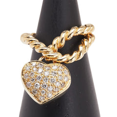 K18YG イエローゴールド ダイヤ0.47ct ハート リング 指輪 レディース 4.5号 【中古】