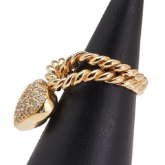 K18YG イエローゴールド ダイヤ0.47ct ハート リング 指輪 レディース 4.5号 【中古】