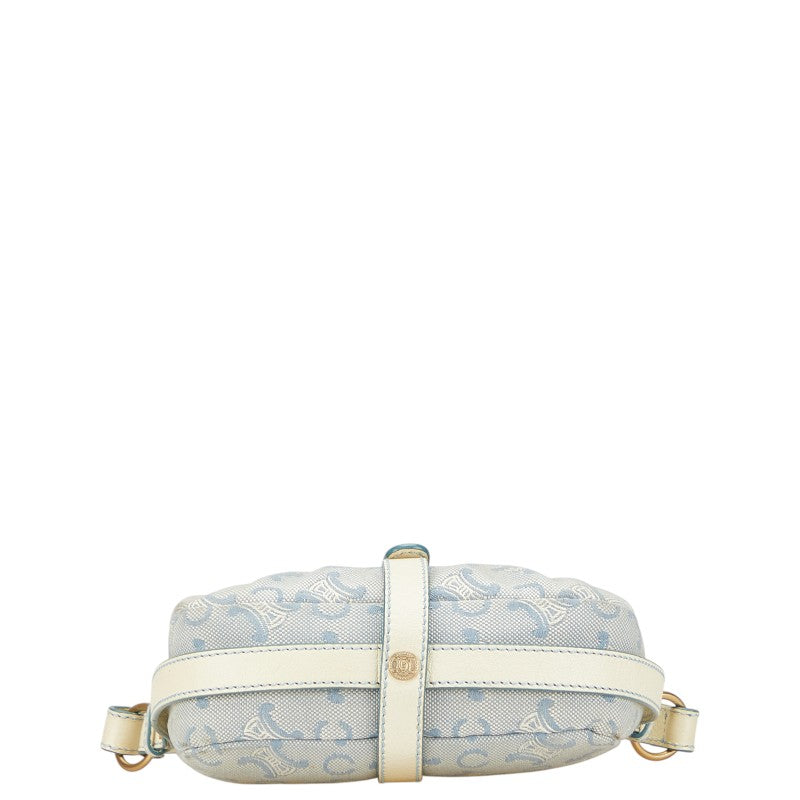 セリーヌ Cマカダム ショルダーバッグ ブルー ホワイト キャンバス レザー レディース CELINE 【中古】