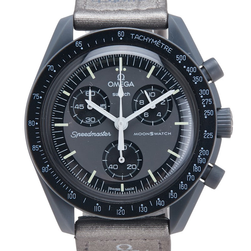 オメガ × スウォッチ Swatch スピードマスター ムーンウォッチ MISSION TO MERCURY 腕時計 SO33A100 クオーツ ブラック文字盤 セラミック ナイロン メンズ OMEGA 【中古】