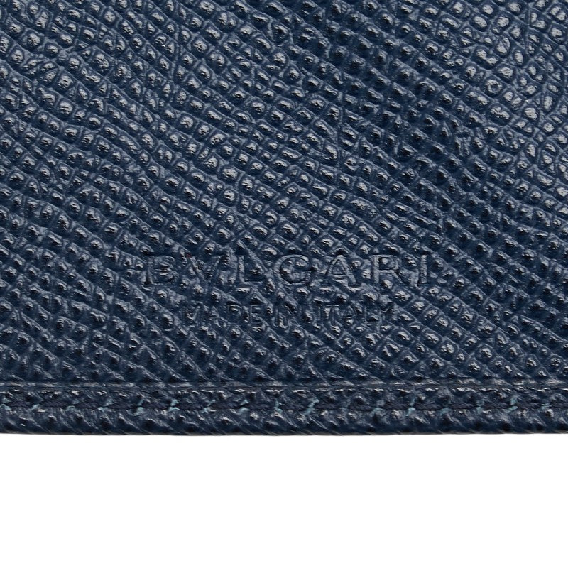 ブルガリ ブルガリブルガリ マン 札入れ 二つ折り クロージャー ネイビー レザー レディース BVLGARI 【中古】