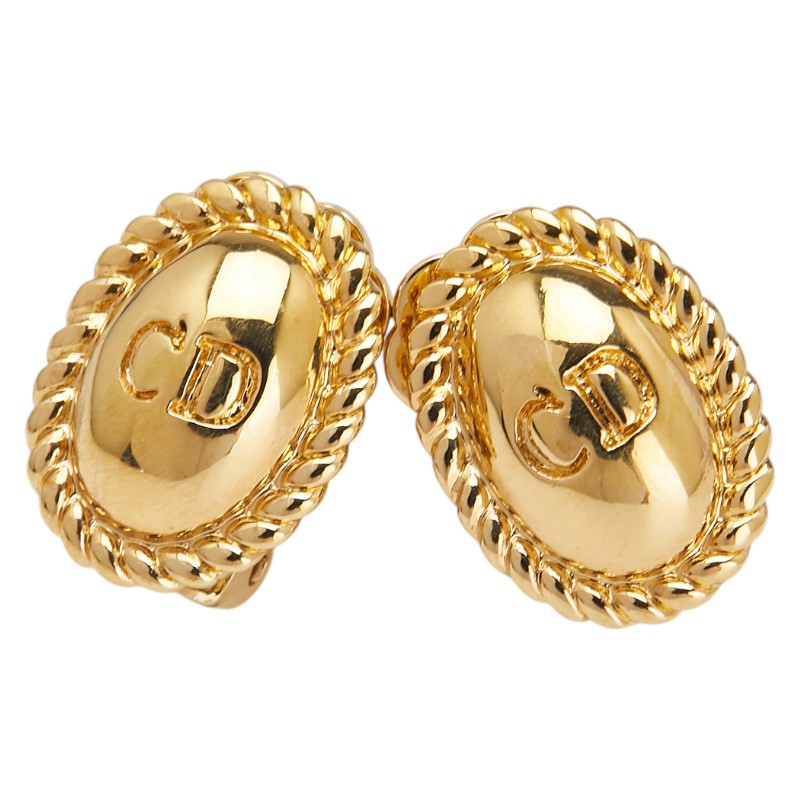 ディオール CDロゴ オーバル イヤリング ゴールド メッキ レディース Dior 【中古】