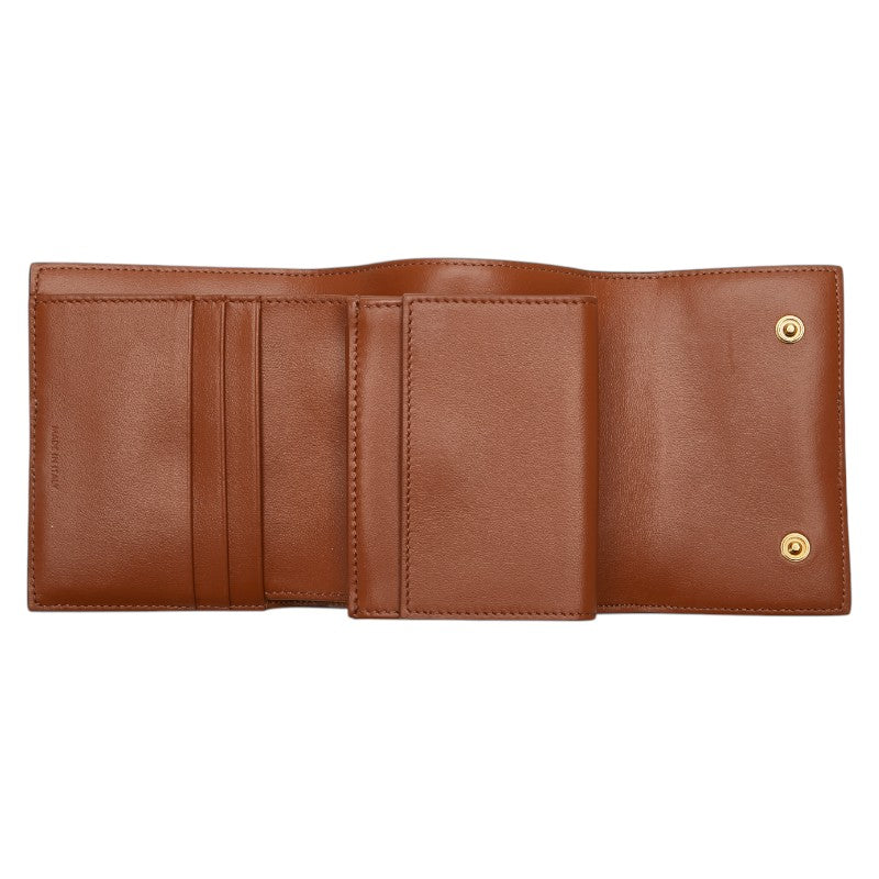 セリーヌ トリオンフ 三つ折り財布 ブラック ブラウン PVC レザー レディース CELINE 【中古】