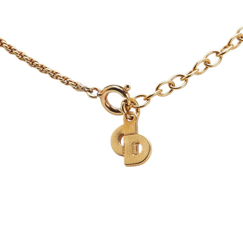ディオール CDロゴ ラインストーン ネックレス ゴールド メッキ レディース Dior 【中古】