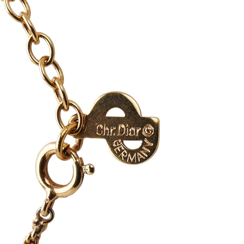 ディオール CDロゴ ラインストーン ネックレス ゴールド メッキ レディース Dior 【中古】