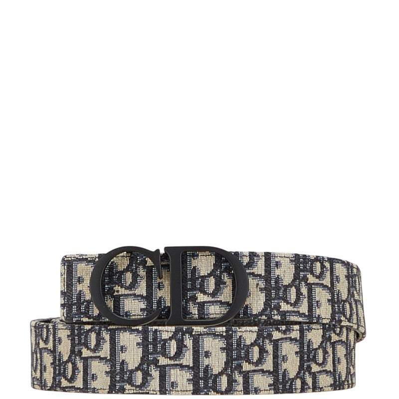 ディオール トロッター ベルト ネイビー ブラック キャンバス レザー レディース Dior 【中古】