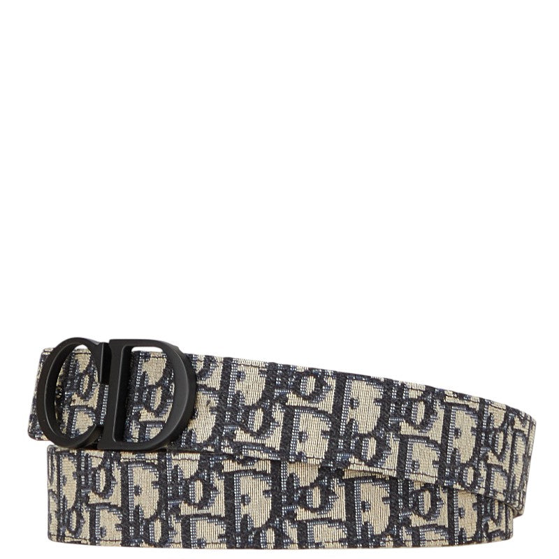ディオール トロッター ベルト ネイビー ブラック キャンバス レザー レディース Dior 【中古】