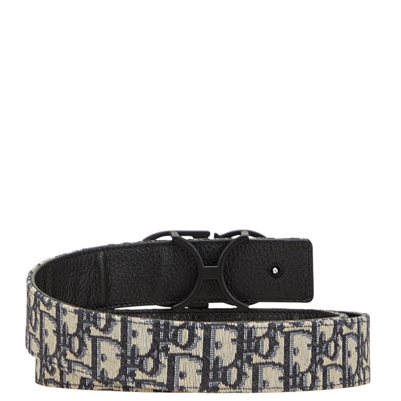 ディオール トロッター ベルト ネイビー ブラック キャンバス レザー レディース Dior 【中古】