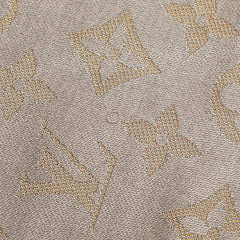 ルイ ヴィトン モノグラム ショール ストール 400505 シルバー ゴールド シルク ウール レディース LOUIS VUITTON 【中古】