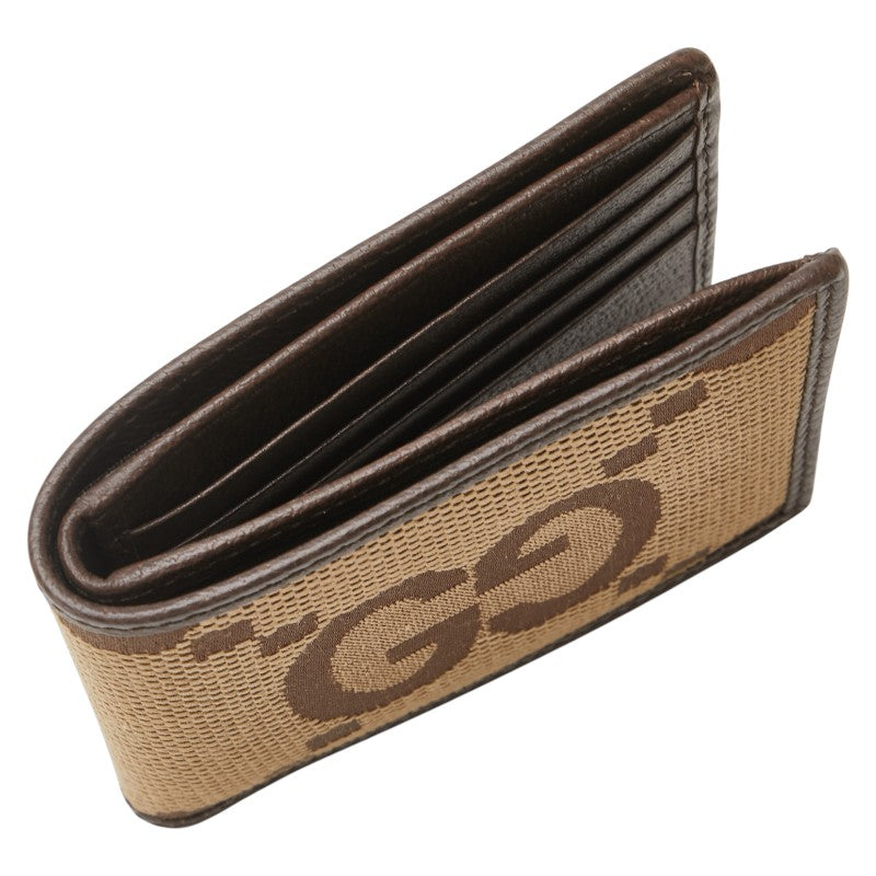グッチ ジャンボGG 二つ折り財布 699308 ブラウン キャンバス レザー レディース GUCCI 【中古】