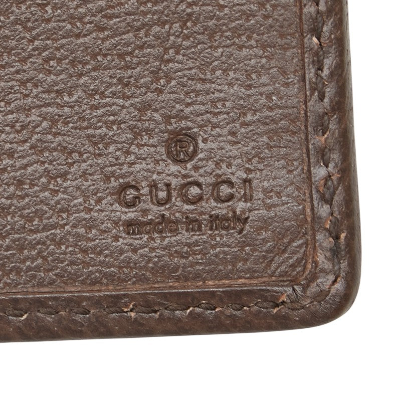 グッチ ジャンボGG 二つ折り財布 699308 ブラウン キャンバス レザー レディース GUCCI 【中古】