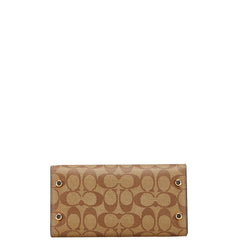 コーチ シグネチャー アンドレア キャリーオール ハンドバッグ ショルダーバッグ 2WAY CP083 ブラウン PVC レザー レディース COACH 【中古】