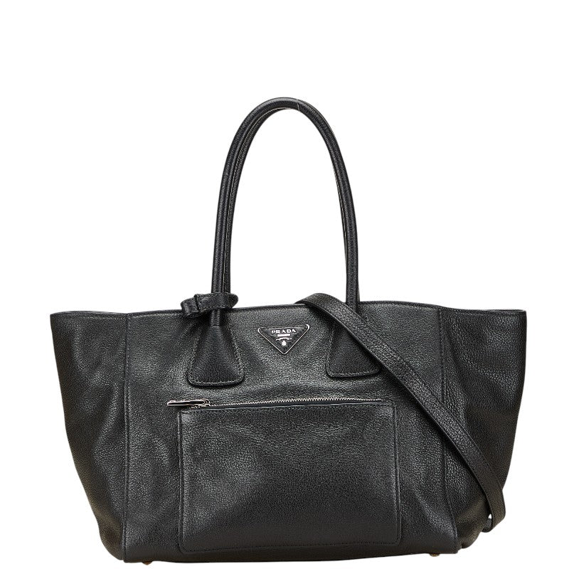 プラダ 三角ロゴプレート ハンドバッグ ショルダーバッグ 2WAY BN2795 ブラック レザー レディース PRADA 【中古】