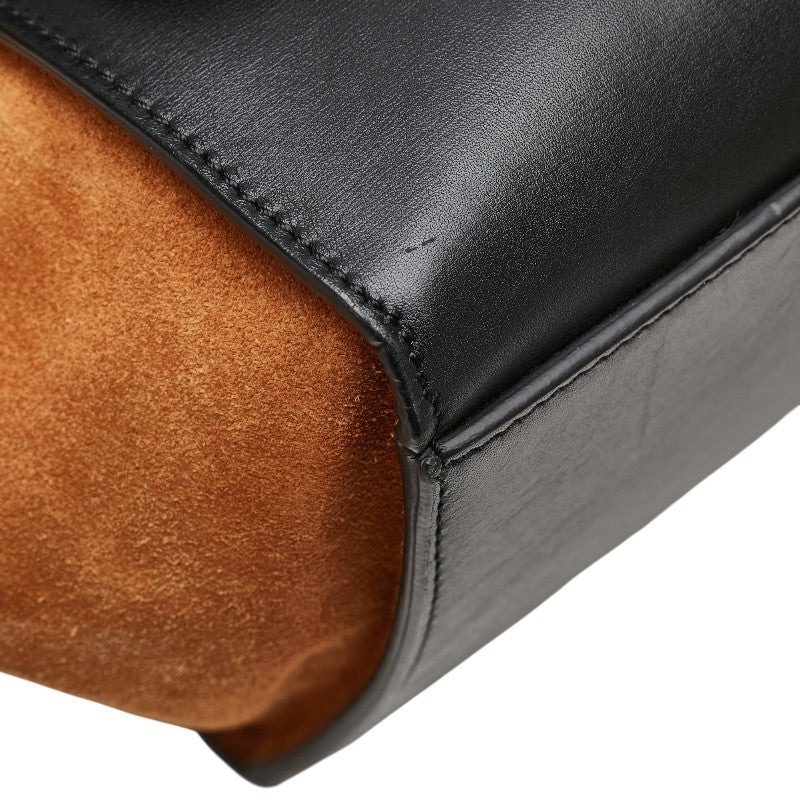 セリーヌ トラペーズ パイソン ショルダーバッグ ハンドバッグ 2WAY ブラック ブラウン レザー レディース CELINE 【中古】