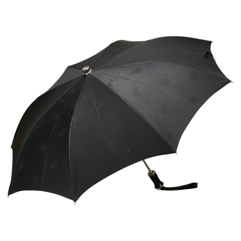 バーバリー ノバチェック シャドーホース 折りたたみ傘 雨傘 ブラック ナイロン レディース BURBERRY 【中古】