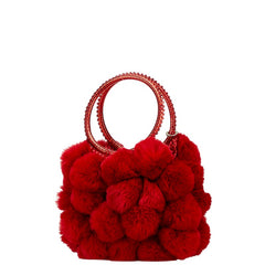 アンテプリマ ポンポン ワイヤー ハンドバッグ レッド ラビットファー ラビットファー レディース ANTEPRIMA 【中古】