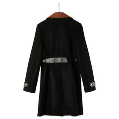 ルイ ヴィトン トラペーズコート サイズ:34 ブラック ブラウン ウール レザー レディース LOUIS VUITTON 【中古】