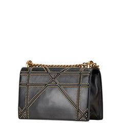ディオール ディオラマ スタッズ チェーン ショルダーバッグ ブラック レザー レディース Dior 【中古】