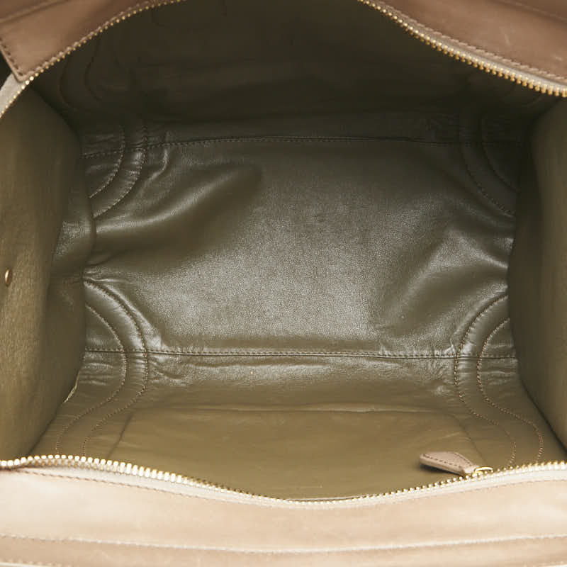 セリーヌ ラゲージ ミニショッパー ハンドバッグ ベージュ ブラウン レザー レディース CELINE 【中古】