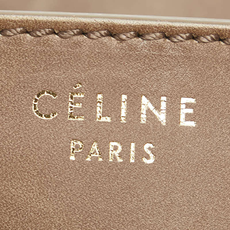 セリーヌ ラゲージ ミニショッパー ハンドバッグ ベージュ ブラウン レザー レディース CELINE 【中古】