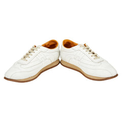 エルメス クイック スニーカー サイズ:44 ホワイト ブラウン レザー メンズ HERMES 【中古】