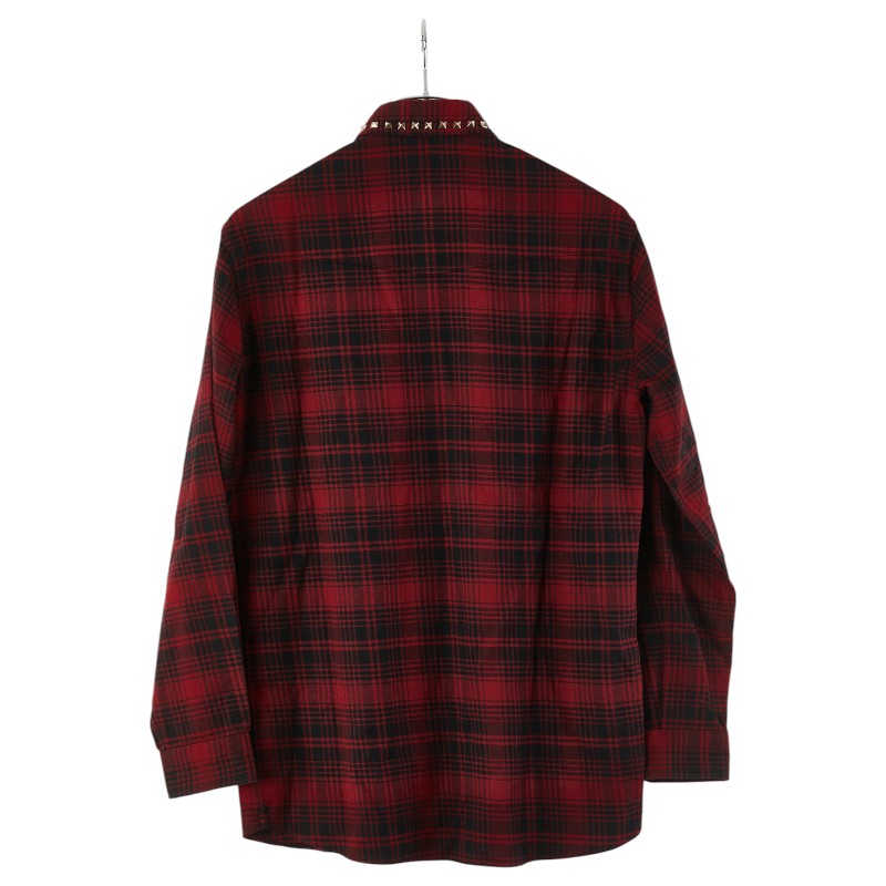 ヴァレンチノ チェック ロックスタッズ シャツ ネルシャツ サイズ:39 レッド ブラック コットン ウール メンズ Valentino 【中古】