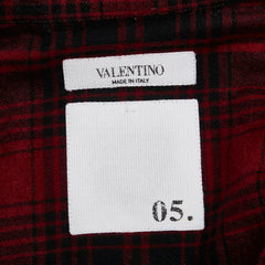 ヴァレンチノ チェック ロックスタッズ シャツ ネルシャツ サイズ:39 レッド ブラック コットン ウール メンズ Valentino 【中古】