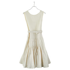 モンクレール ゴムベルト付き ノースリーブワンピース サイズ:S ホワイト ポリエステル レディース MONCLER 【中古】