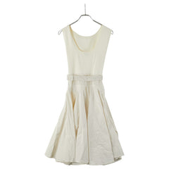 モンクレール ゴムベルト付き ノースリーブワンピース サイズ:S ホワイト ポリエステル レディース MONCLER 【中古】