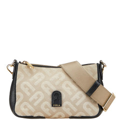 フルラ ショルダーバッグ グレージュ ブラック キャンバス レザー レディース Furla 【中古】