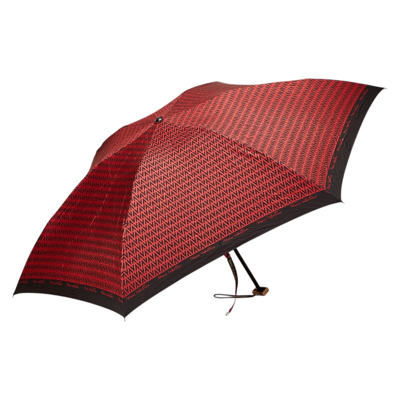 マリオ ヴァレンティノ 折りたたみ傘 雨傘 レッド ブラック ナイロン レディース MARIO VALENTINO 【中古】
