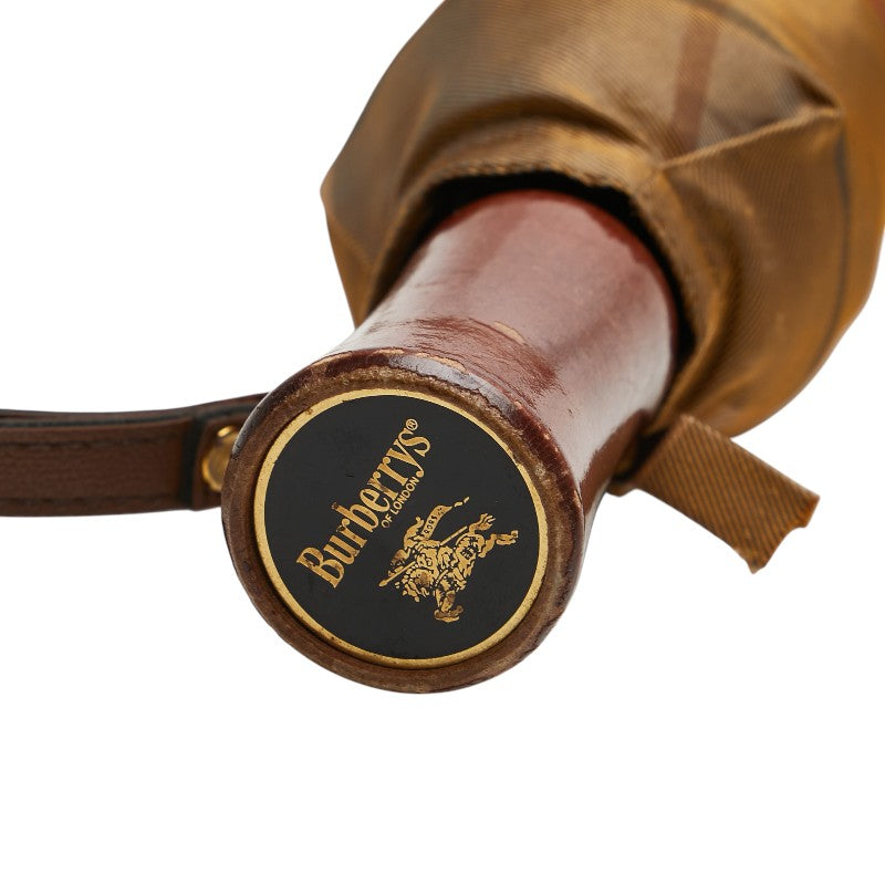 バーバリー チェック 折りたたみ傘 雨傘 ブラウン ナイロン レディース BURBERRY 【中古】
