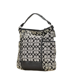 コーチ シグネチャー トートバッグ ショルダーバッグ 2WAY ブラック キャンバス レザー レディース COACH 【中古】