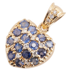 K18YG イエローゴールド サファイア1.25ct ダイヤ0.14ct ハート モチーフ ペンダントトップ レディース 【中古】