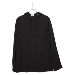 バーバリー TBロゴ オーバーサイズ フーデッド トップ フード付き シャツ サイズ:UK6 8044668 ブラック ビスコース レディース BURBERRY 【中古】