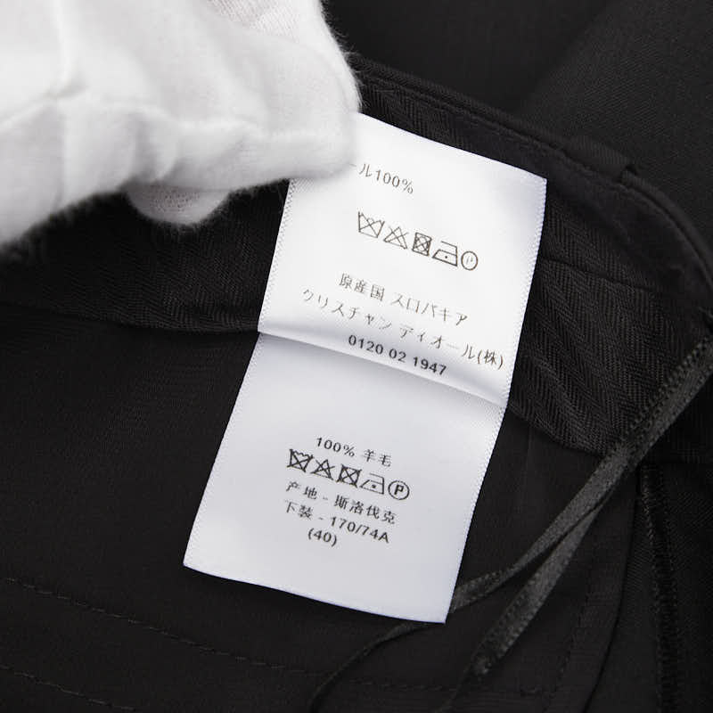 ディオール D uniform テーパードパンツ スラックス サイズ:40 8U1P01A1800 ブラック ウール メンズ Dior 【中古】