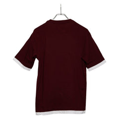 プラダ 25SS 三角ロゴ 半袖Tシャツ サイズ:S UJN912 ボルドー ワインレッド ホワイト コットン メンズ PRADA 【中古】
