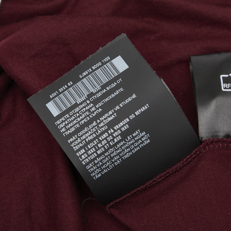 プラダ 25SS 三角ロゴ 半袖Tシャツ サイズ:S UJN912 ボルドー ワインレッド ホワイト コットン メンズ PRADA 【中古】