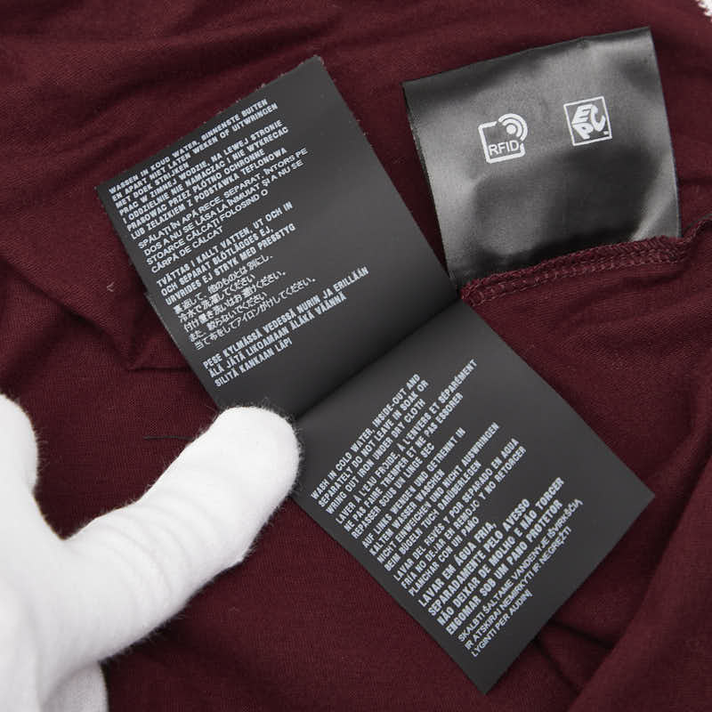 プラダ 25SS 三角ロゴ 半袖Tシャツ サイズ:S UJN912 ボルドー ワインレッド ホワイト コットン メンズ PRADA 【中古】
