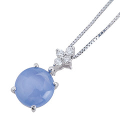 シルバー パープル K18WG ホワイトゴールド スターサファイア2.31ct ダイヤ0.06ct ネックレス レディース 【中古】