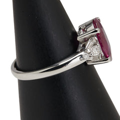 Pt900 プラチナ ルビー3.31ct ダイヤ0.32ct リング 指輪 レディース 14号 【中古】